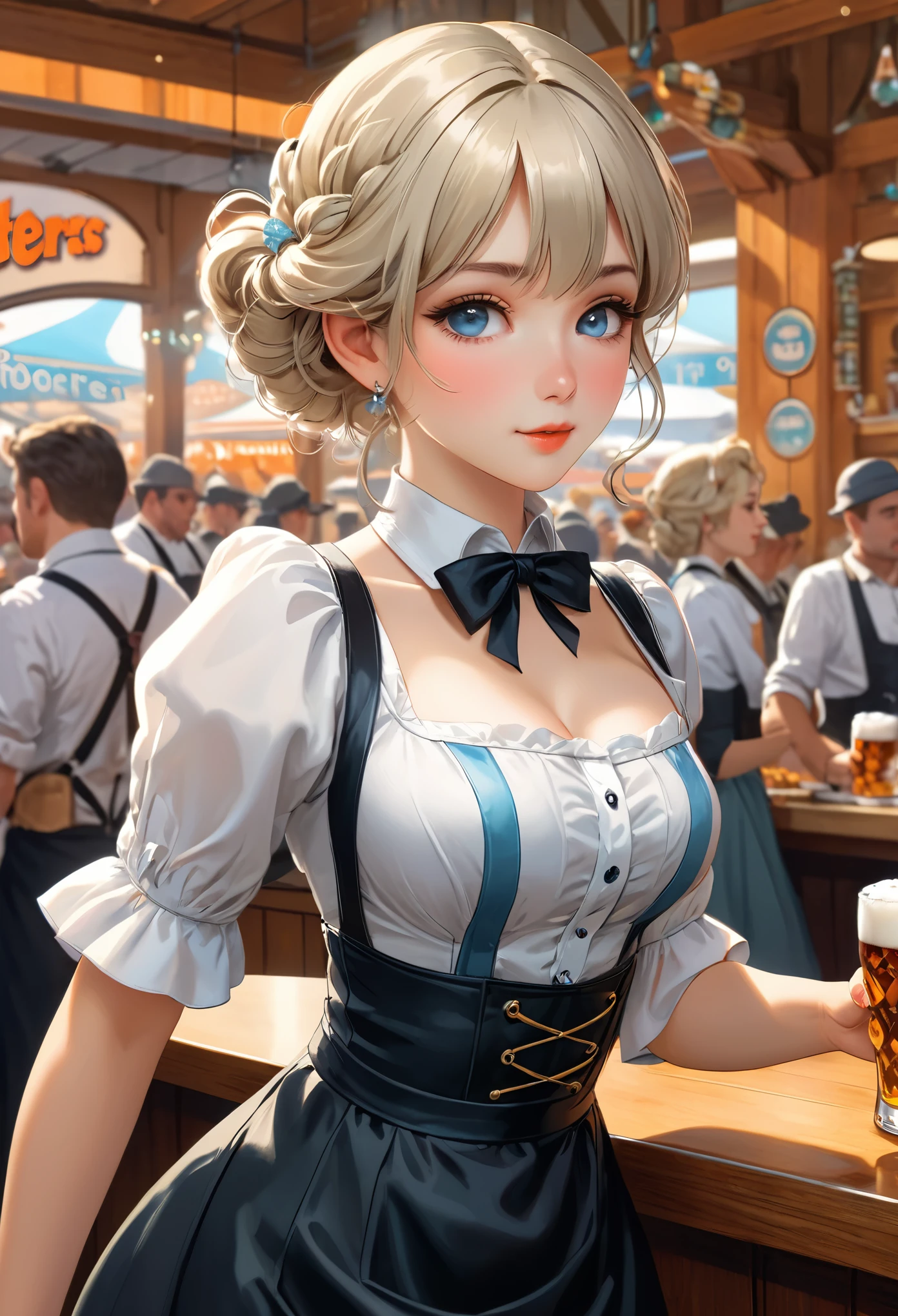 (ヨルハ 2B, 2B, One Girl, alone, Big swinging bust:1.3), complicated, elegant, Very detailed, Digital Painting, artステーション, コンセプトart, Smooth, Sharp focus, shape, artジャム、Greg Rutkowski、Alphonse Mucha、William Adolphe Bouguereau、art：Stephanie Law , nature, Full Shot, Symmetric, Greg Rutkowski, Charlie Bowwater, beep, Unreal 5, Surreal, Dynamic Lighting, ファンタジーart, (hooters, Oktoberfest, waitress:1.7),