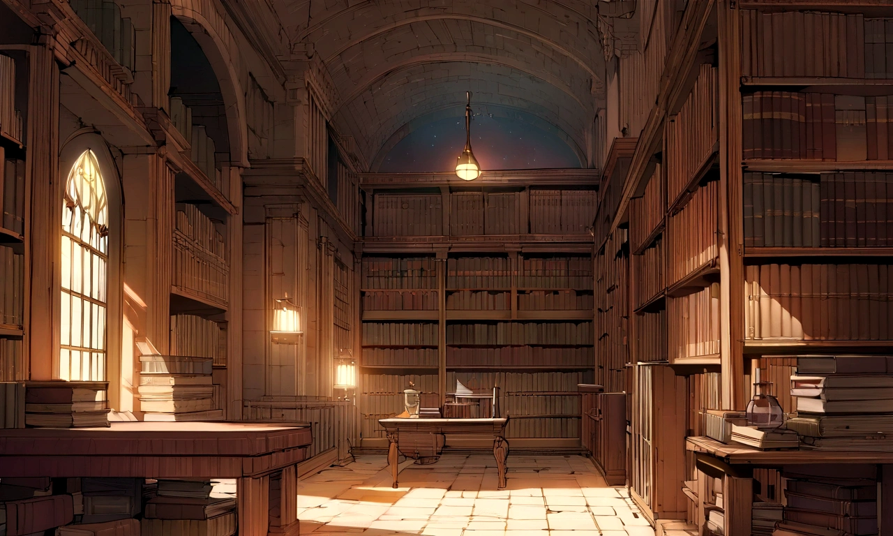 ((((masterpiece, Highest quality, High resolution)))), High detail, manga,anime,Illustration Style,Cursed Sword,Sinister Sword, Topic Prompts "A room with a desk and bookshelf, Alchemist library background, library background, Ancient library, Standing in a magical library, Dusty library, Being in a library, Infinite celestial library, Castle library, Dimly lit library, Ruina concept art library, In a dark library, library, Adding context = library, Small library, Old library, Magical library" possible: "Surrounded by ancient documents and dusty volumes. The room exudes mystery and charm., Soft light coming through stained glass windows. Fascinated by the vast amount of knowledge. The library is reminiscent of an alchemist's sanctum, Full of ancient manuscripts, Potion Ingredients, Alchemy Equipment. A bookshelf filled with leather-bound books, The worn spine speaks of the wisdom of the years. The walls are decorated with elaborate tapestries,Drawings of mythical creatures and celestial bodies. The atmosphere was solemn and solemn., It's as if time itself is holding its breath within the walls.. Extremely detailed down to the last detail, Realistic quality, Capture the texture of the weathered page and the flickering flame of a candle. The overall color palette is rich and warm., Deep reddish, Arcee Brown, Golden decoration. The lighting casts a gentle shadow, 部屋の複雑さを明らかにする このmasterpieceは、It takes the audience into a realm of magic and knowledge., inviting them to delve into the secrets that lie within the boundless shelves of the library."