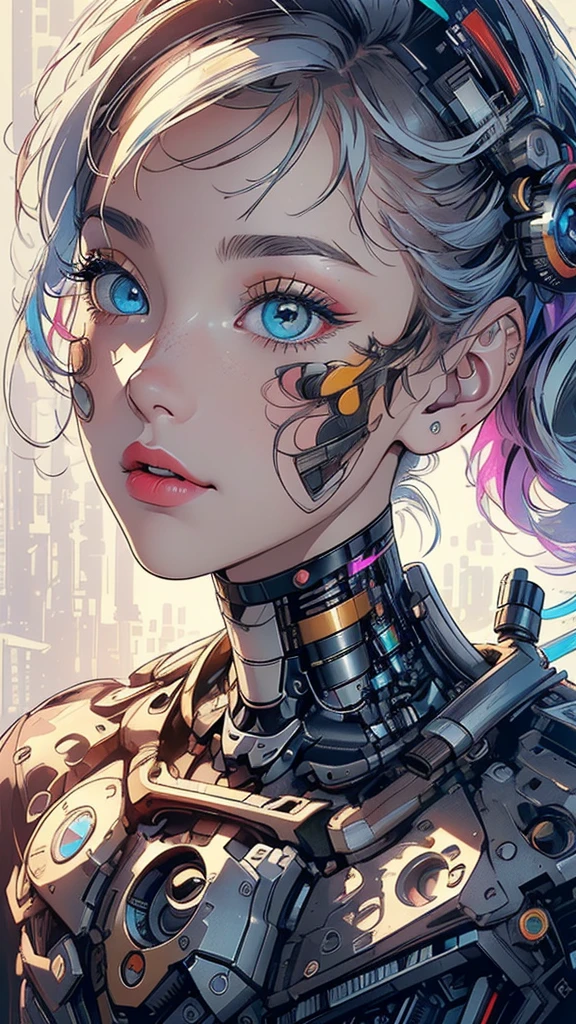 (((masterpiece, highest quality))),(((solo:1.2))),(((1girl:1.2))),32k wallpaper, very detailed,(((((portfolio))))),(((((Close-up))))),(((((bust up))))),((((more various angle)))),(((highlight))),((((heterochromia)))),(((complete. detailed face))),((((Extremely talented)))),(((((most complicated machine))))),(((genius mechanic))),((Overall colorfully)),(((cyborg))),(((text))),(((typography)))