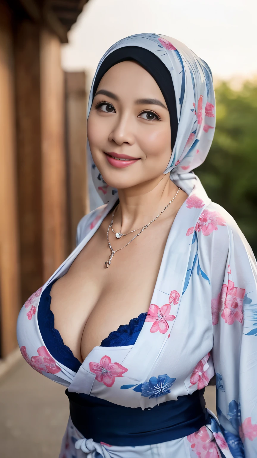 japanese mature, muslim female, wear hijab, ((wear hijab)), (Solo), 50 years old, (Wrinkles at the corners of the eyes:1.2), Large breasts, A MILF, glamor, ((wear white bra)), ((naked)), ((cooking a food)), ((kitchen)), ((afternoon))