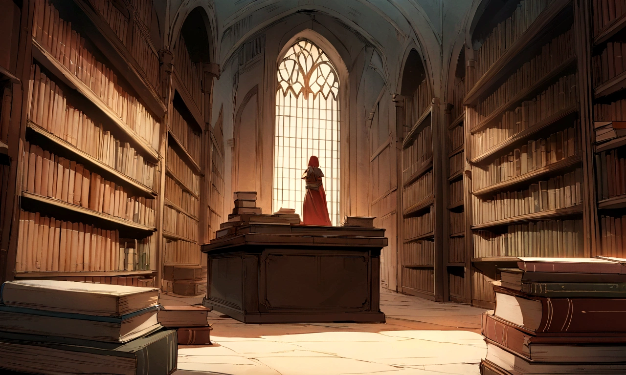 ((((masterpiece, Highest quality, High resolution)))), High detail, manga，anime，Illustration Style，Topic Prompts "A room with a desk and bookshelf,Cursed Sword,Sinister Sword, Sword on the table, background, library background, Ancient library, Standing in a magical library, Dusty library, Ruina concept art library, In a dark library, library, Adding context = Magical library" possible: "Surrounded by ancient documents and dusty volumes. The room exudes mystery and charm., Soft light coming through stained glass windows. Fascinated by the vast amount of knowledge. The library is reminiscent of an alchemist's sanctum, Full of ancient manuscripts, Potion Ingredients, Alchemy Equipment. A bookshelf filled with leather-bound books, The worn spine speaks of the wisdom of the years. The walls are decorated with intricate tapestries. The atmosphere was solemn and solemn., It&#39;s as if time itself is holding its breath within the walls.. Extremely detailed down to the last detail, Realistic quality, Capture the texture of the weathered page and the flickering flame of a candle. The overall color palette is rich and warm., Deep reddish, Arcee Brown, Golden decoration. The lighting casts a gentle shadow, 部屋の複雑さを明らかにする このmasterpieceは、It takes the audience into a realm of magic and knowledge., inviting them to delve into the secrets that lie within the boundless shelves of the library."