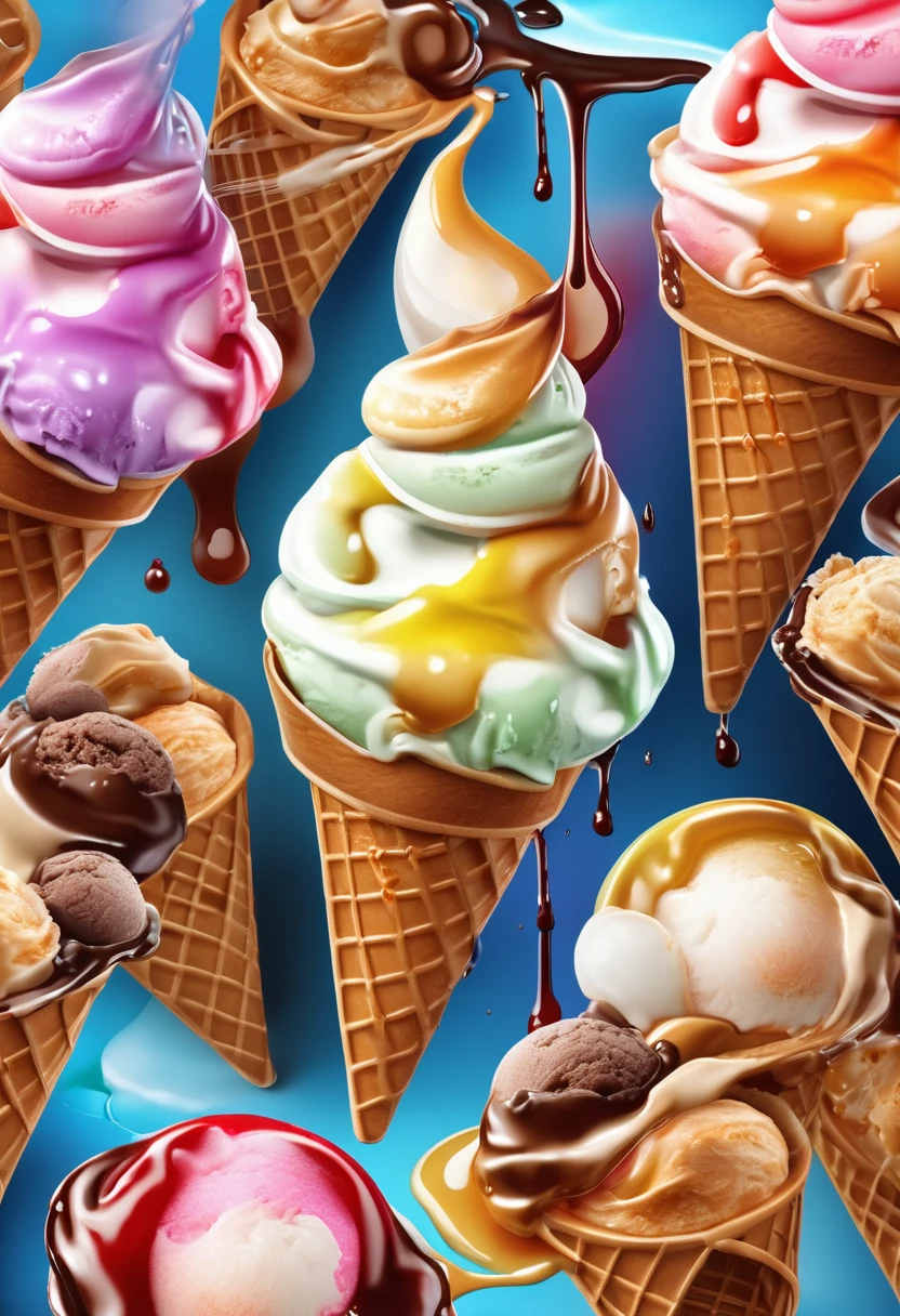 Ice cream with syrup, Full HD, Realistic, beauty