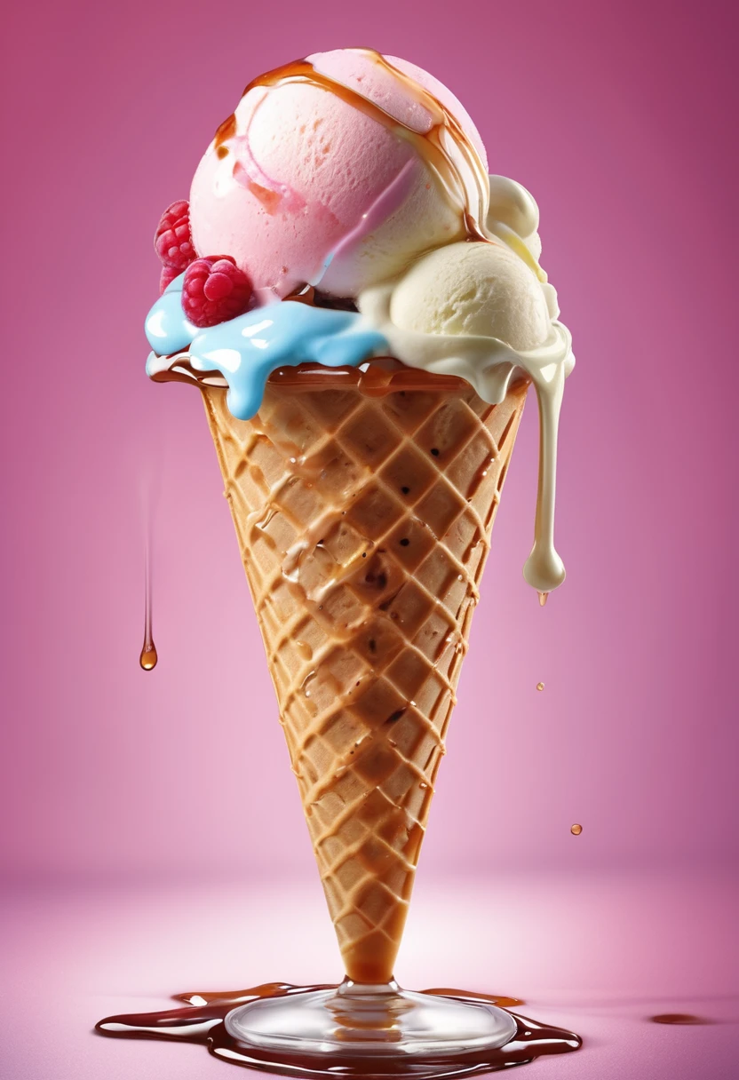 Ice cream with syrup, Full HD, Realistic, beauty