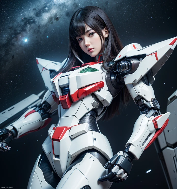Textured skin, Super Detail, Attention to detail, high quality,high quality, High resolution, 1080p, hard disk, beautiful,(Gundam Aerial),(Mercury Witch),Beautiful cyborg woman,Mecha Cyborg Girl,battle mode,Girl with a mechanical body,She wears a futuristic Gundam mecha,Full Body Shot