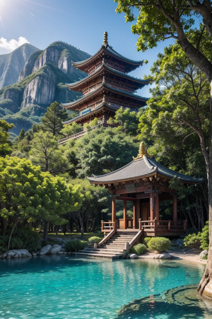 calm beautiful paradise in nature with a temple