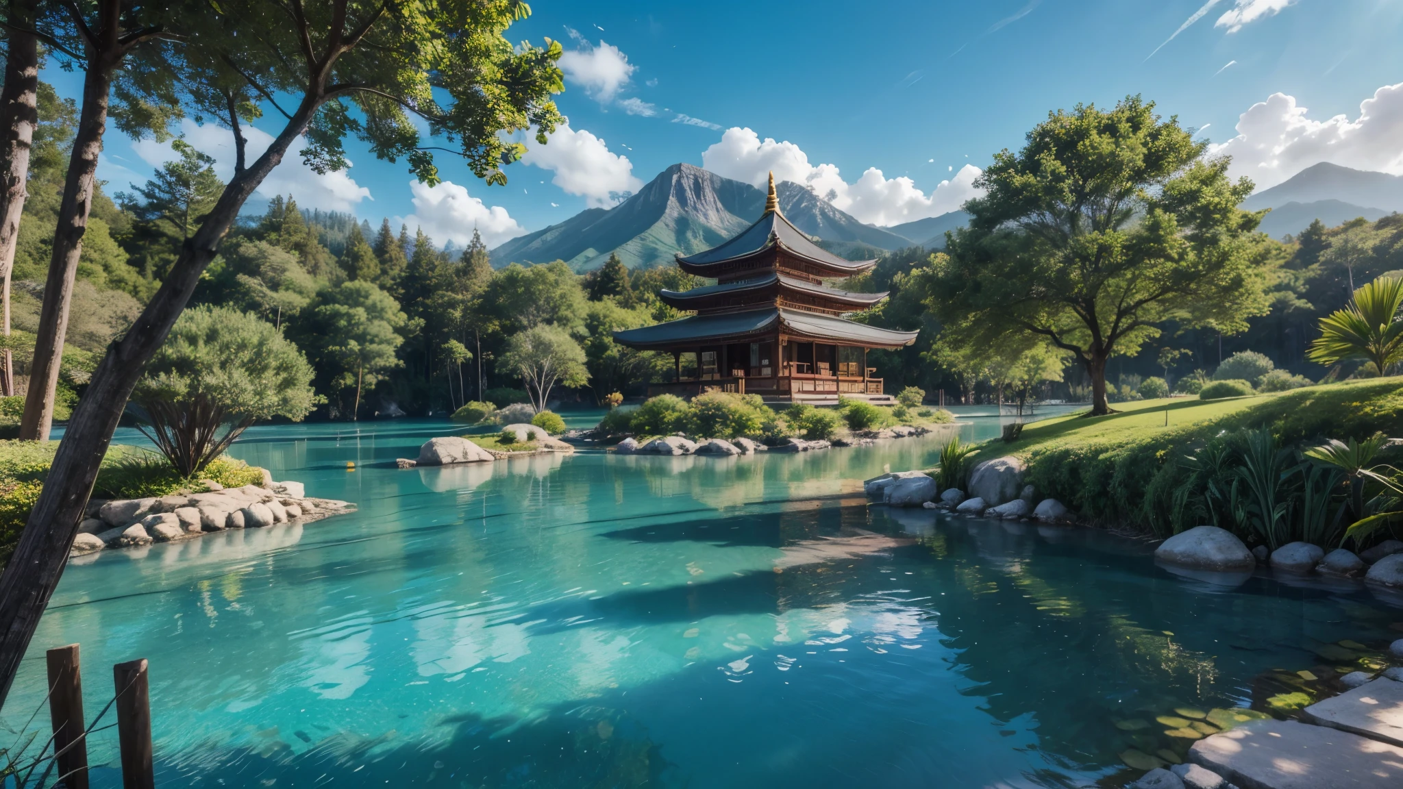 calm beautiful paradise in nature with a temple