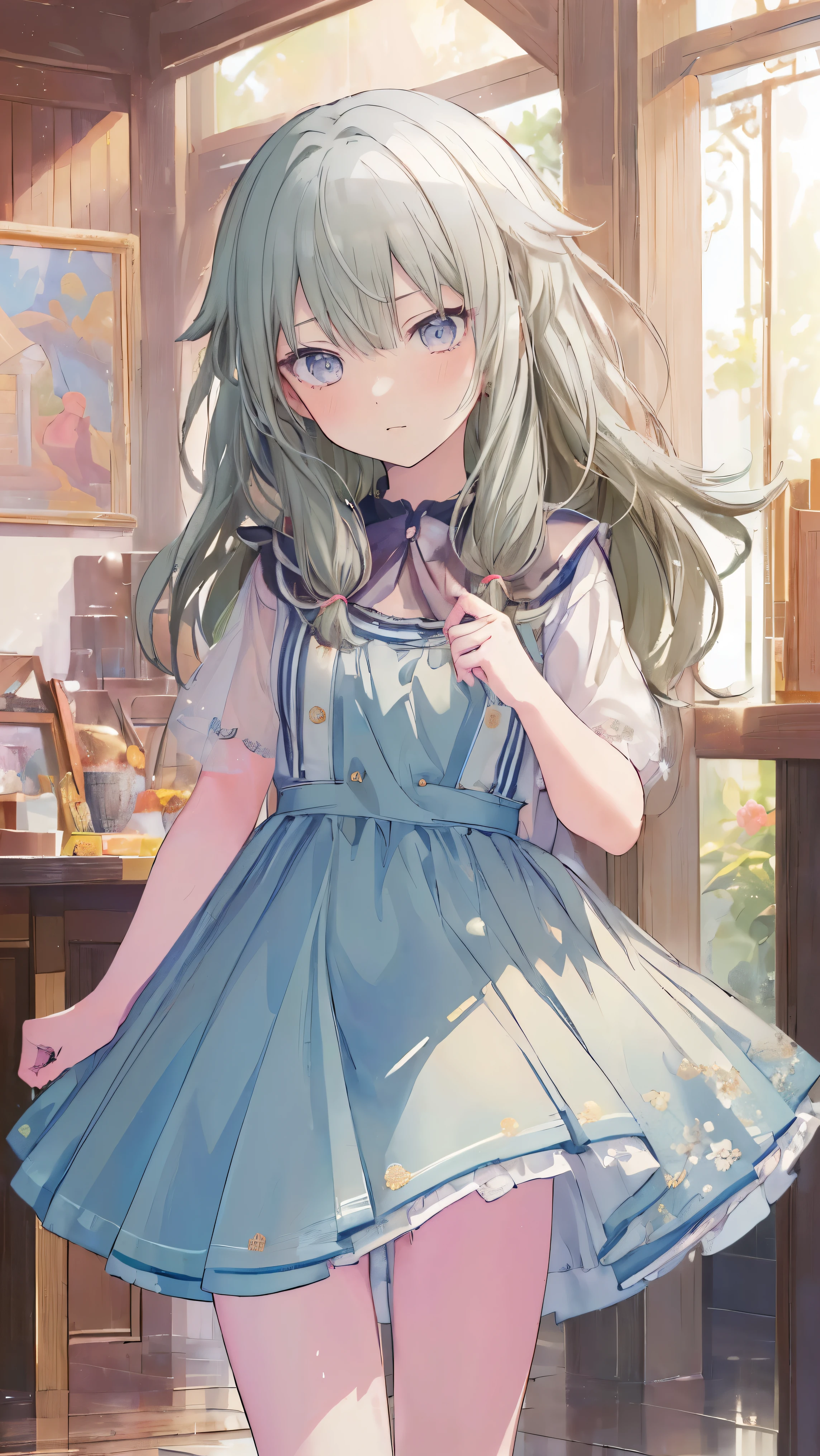 (masterpiece, 最high quality:1.6),Best image quality、最high quality、Lori、Girl、 Cute pose, masterpiece, Anime art style, Cute moveost detailed, high quality、Shiny Hair、Very fine and beautiful bright eyes、nose blush、Very detailed, clear and beautiful face, Awards, (((Anatomically correct))、Cowboy Shot