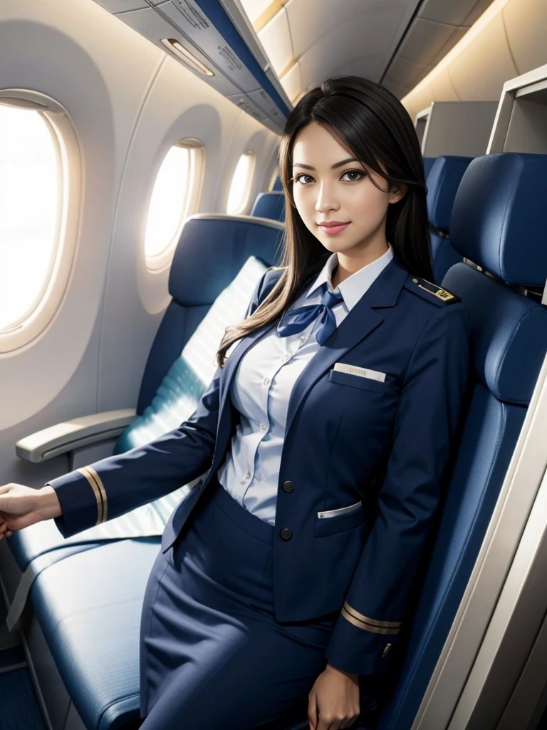 FLIGHT ATTENDANT worker&#39;s AVIATOR PILOT PIN UP GIRL uniform swings up, 40k, Director of photography, masterpiece, Best Quality, background CABIN AIRPLANE, (1girl blue eyes and soon curly blonde hair, Cara de AMBER HEARD), big breasts full up wait using, (sexy FLIGHT ATTENDANT worker uniform DELGADA: 1.3),(VESTIDO AVIATOR PILOT PIN UP GIRL), beautiful elegant pose. 90 60 90, VERY DETAILED AND PROVOCATIVE RED LIPS, TENDER AND SEXUAL LOOK 
