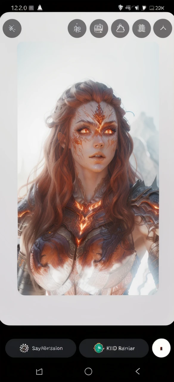 RAW photo, (high detailed skin, detailed eyes:1.1), intricate details, best quality, 8k uhd, soft lighting, fire giant, 1girl, armor, red hair, breastplate, colored skin, flaming eye, full armor, glowing eyes, molten rock, orange hair  