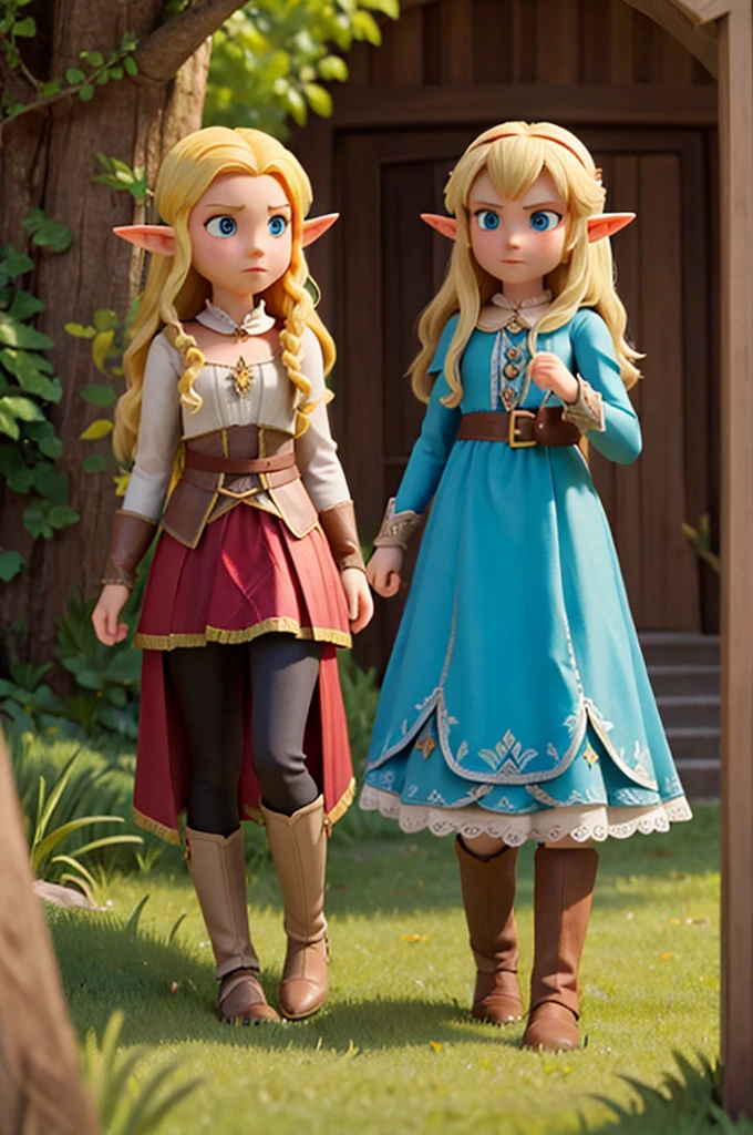 the two girls fought against the dark wizard, the first is a fairy and the other an elf, both blondes