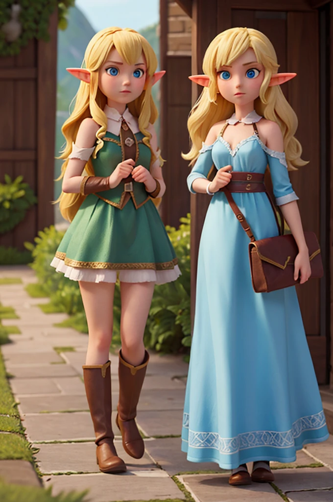 the two girls fought against the dark wizard, the first is a fairy and the other an elf, both blondes