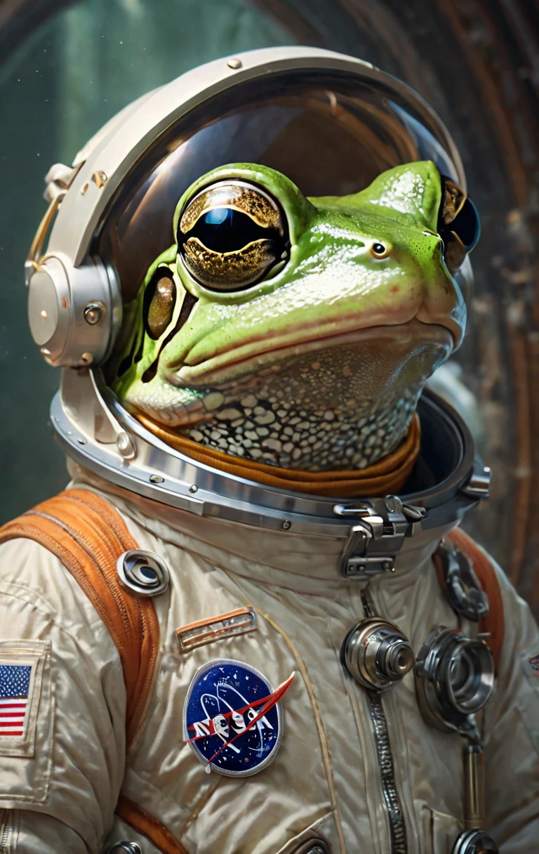 photorealistic, a frog wearing a astronaut suit, intricate, elegant, highly detailed, digital painting, artstation, concept art, smooth, sharp focus, illustration, art by artgerm and greg rutkowski and alphonse mucha, 8 k, \(BEST PHOTO\),
(Photography, raw format, photo:1.1),
