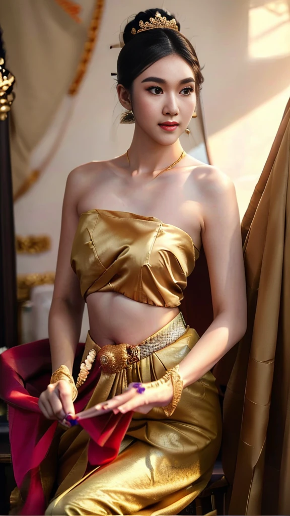masterpiece, highest quality, HDR, high contrast, ((beautiful girl, Thai Female Soldier)), bun hair, highly detailed lips, detailed eyes, double eyelid, Make-up face.
((flchut thai dresses, strapless shirts)),
just showing his face. pretty face. captivating. make-up face. long eyelashes, just showing his face. pretty face. captivating. make-up face. long eyelashes, just showing his face. pretty face. captivating. make-up face. long eyelashes, ((in front of the make-up mirror))