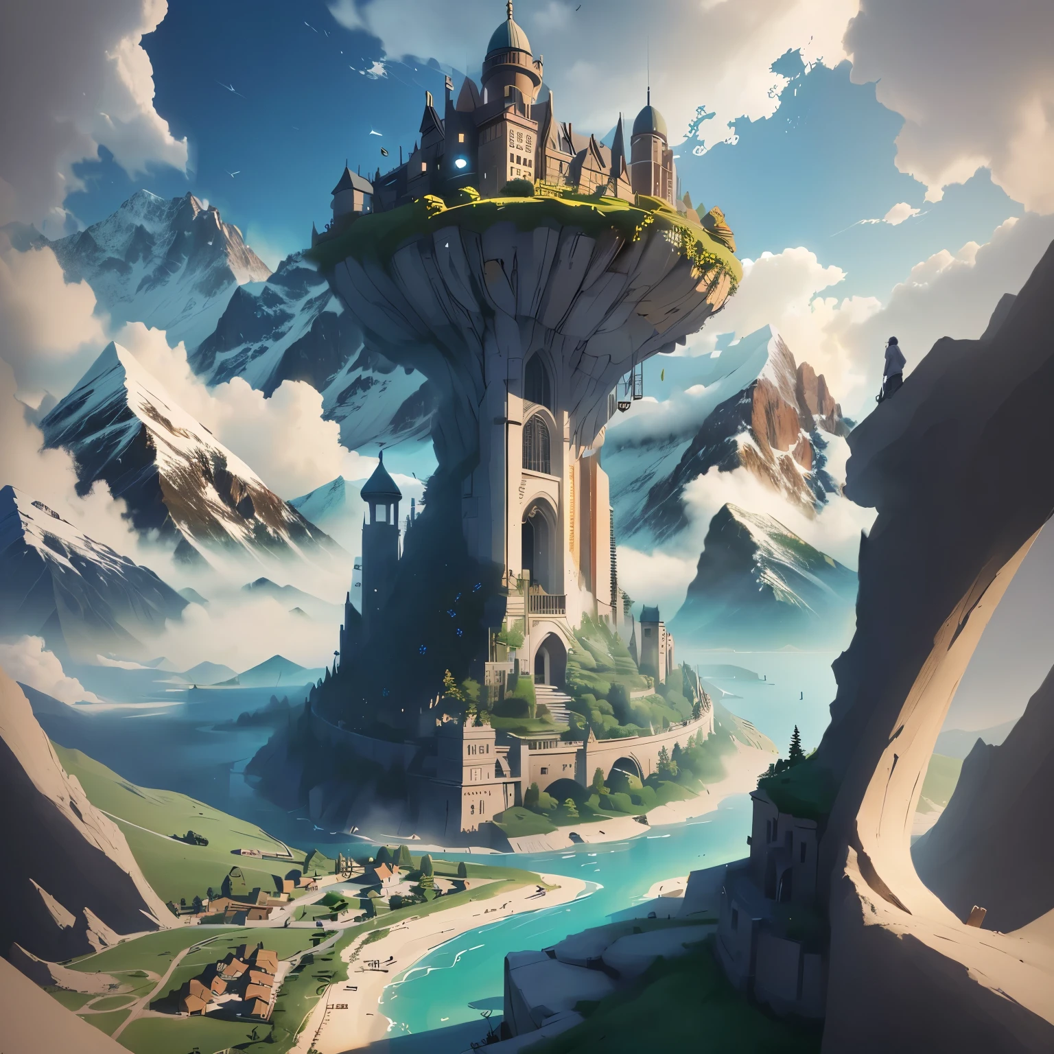 High mountains on the background