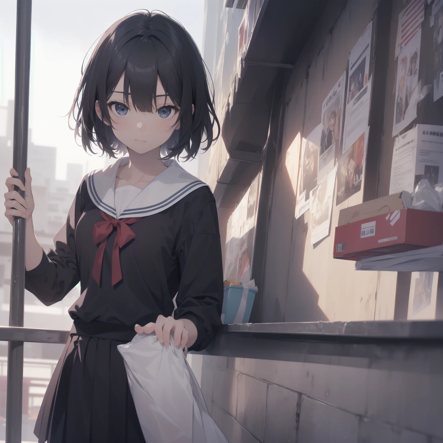 absurderes,hight resolution,((masutepiece))。animesque、((Best Quality)), (lensflare)、(Ultra-detailed), (Beautiful),((Kawaii Girl)), 独奏,Beautiful face、White skin、masterpiece, (10yaers old:1.3)、Dark hair、(One girl in a cute dress、One girl takes to the bathroom、Standing、closing eye、embarrassed from、Blushing、is crying、Tears from the eyes、Slightly open mouth、Become an inner thigh)、a street(Girl is peeing:1.2)、Mini skirt,
