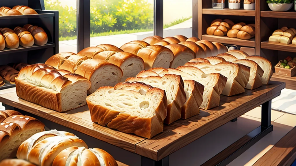 Bread, various snacks on the table