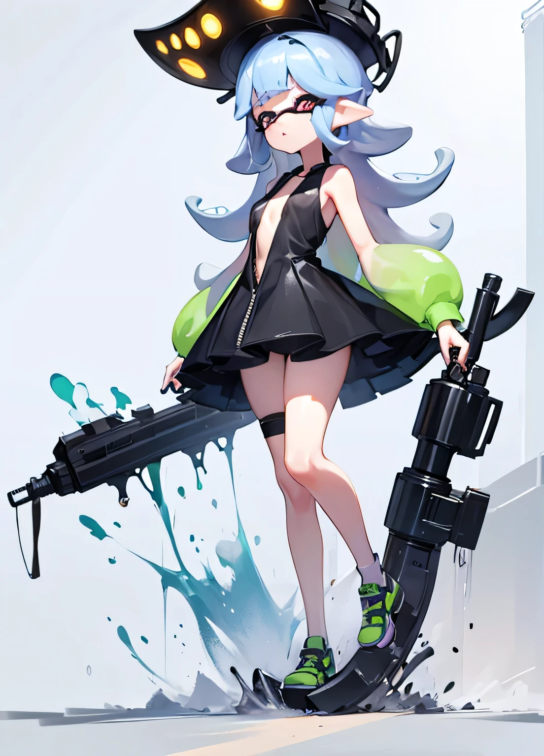 Splatoon3.Splatoon.Splatoon Girl.Black around the eyes.Naked Girls.With legs apart.Genitals in full view.TİTS.Embarrassed.Are crying.Fluid is dripping
.It looks like it's comfortable.