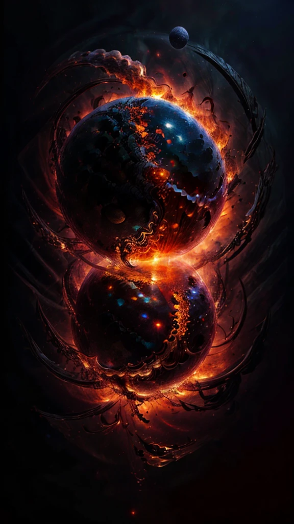 40 year old latina, Adult film Actress Daisy Marie, 34dd's, excessive visible cleavage, arafed, high details, best quality, 16k, [ultra detailed], masterpiece, best quality, (extremely detailed), dynamic angle, ultra wide shot, RAW, photorealistic, a extreme magnified picture of (1) fiery eye of a black devil, red iris, a full black moon, round moon being reflected on the iris, 3D rendering, [[anatomically correct]] zrpgstyle