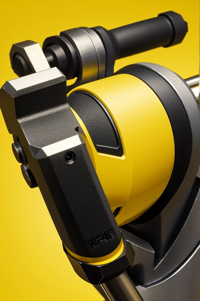 A hardware tool hammer with yellow background
