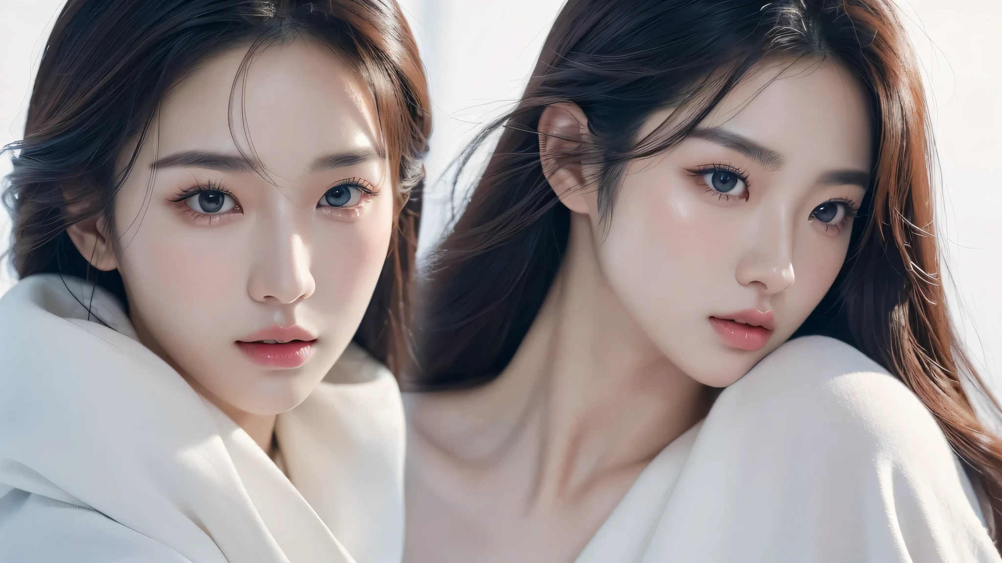 A handsome Korean man, beautiful detailed eyes, beautiful detailed lips, extremely detailed eyes and face, long eyelashes, soft facial features, calm expression, white background, (best quality,4k,8k,highres,masterpiece:1.2),ultra-detailed,(realistic,photorealistic,photo-realistic:1.37),HDR,studio lighting,vivid colors,cinematic lighting