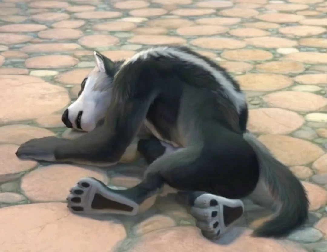 Grey is a wolf who has a well-built body with white linings, anthro wolf, male, muscles, grey fur, buffed body, tail, sexy, beefy body, furred body, beautiful, furry chest hair, realistic, full body, photorealistic, ultra realistic, 8k, night, bare-chested, tail, butt, sexy butt, fluffy butt,