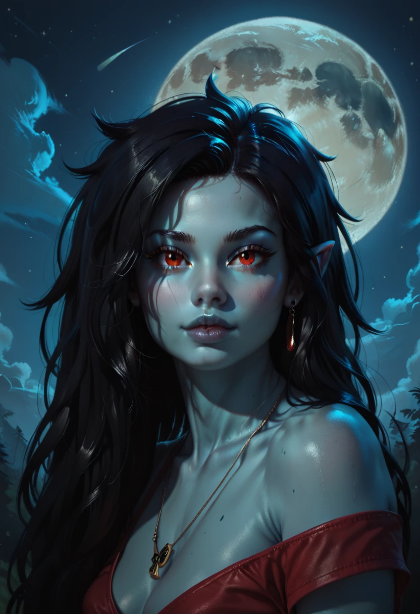 score_9, score_8_up, score_7_up, score_6_up, rating: safe, 1girl, black_hair, moon, lips, looking_at_viewer, portrait, parted_lips, full_moon, source_adventure time, Marceline from Adventure Time