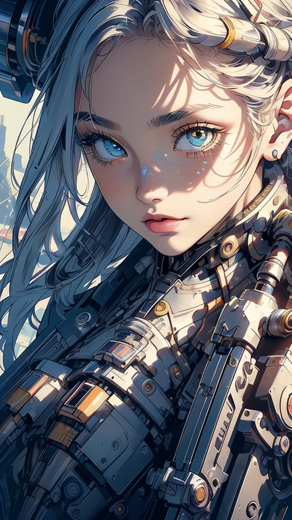 (((masterpiece, highest quality))),(((solo:1.2))),(((1girl:1.2))),32k wallpaper, very detailed,(((((portfolio))))),(((((Close-up))))),(((((bust up))))),((((more various angle)))),(((highlight))),((((heterochromia)))),(((complete. detailed face))),((((Extremely talented)))),(((((most complicated machine))))),(((genius mechanic))),((Overall colorfully)),(((cyborg))),