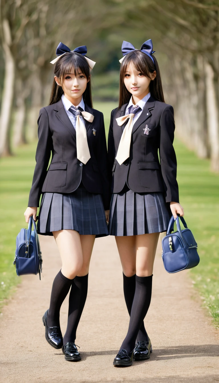 2girls,roromiya,ririchiyo,school uniform,ascot, masterpiece, best quality