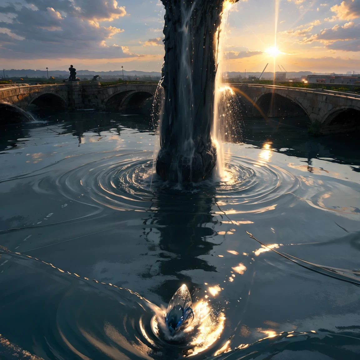 Huge and beautiful epic squirt,Above ground, squirt, water flowing, Actual water quality, sunlight, Beautiful views, shocking, Many people are watching, Epic moments, Perfect Painting