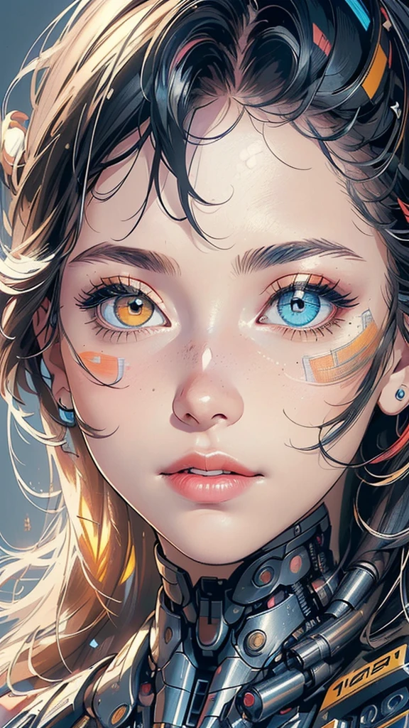 (((masterpiece, highest quality))),(((solo:1.2))),(((1girl:1.2))),32k wallpaper, very detailed,(((((portfolio))))),(((((Close-up))))),(((((bust up))))),((((more various angle)))),(((highlight))),((((heterochromia)))),(((complete. detailed face))),((((Extremely talented)))),(((((most complicated machine))))),(((genius mechanic))),((Overall colorfully)),(((cyborg))),texture:halftone