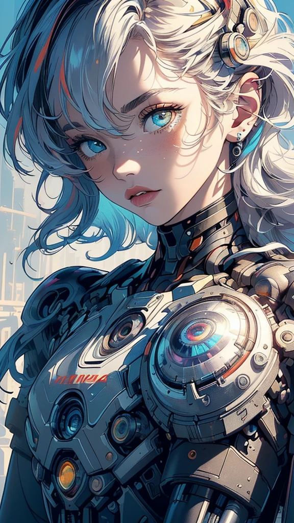 (((masterpiece, highest quality))),(((solo:1.2))),(((1girl:1.2))),32k wallpaper, very detailed,(((((portfolio))))),(((((Close-up))))),(((((bust up))))),((((more various angle)))),(((highlight))),((((heterochromia)))),(((complete. detailed face))),((((Extremely talented)))),(((((most complicated machine))))),(((genius mechanic))),((Overall colorfully)),(((cyborg))),texture:halftone