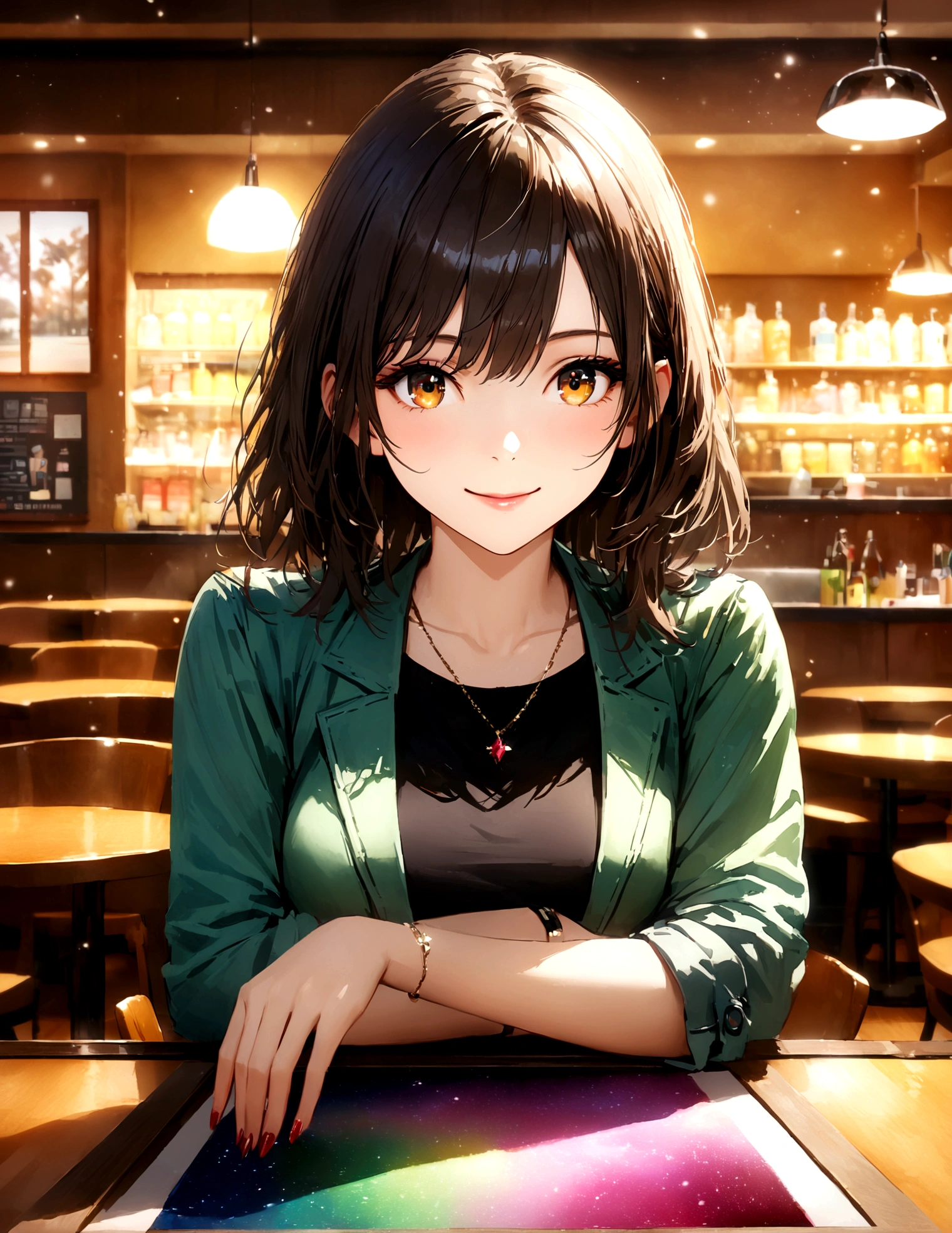 Shinjuku, Cute casual clothes,On a date,Blur the background,high school girl,smile,Glitter effect,Highest quality, 4K, 8K, High resolution, masterpiece:1.2, Very detailed, Realistic:1.37, High resolution, 超High resolution, Ultra-fine painting, Sharp focus, Physically Based Rendering, Very detailedな説明, Professional, Vibrant colors