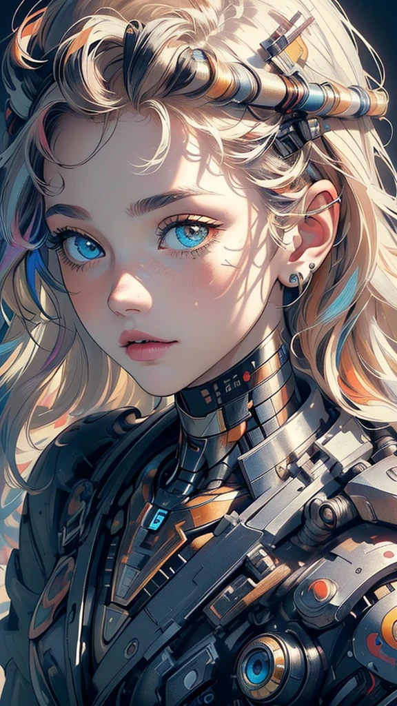 (((masterpiece, highest quality))),(((solo:1.2))),(((1girl:1.2))),32k wallpaper, very detailed,(((((portfolio))))),(((((Close-up))))),(((((bust up))))),((((more various angle)))),(((highlight))),((((heterochromia)))),(((complete. detailed face))),((((Extremely talented)))),(((((most complicated machine))))),(((genius mechanic))),((Overall colorfully)),(((cyborg))),