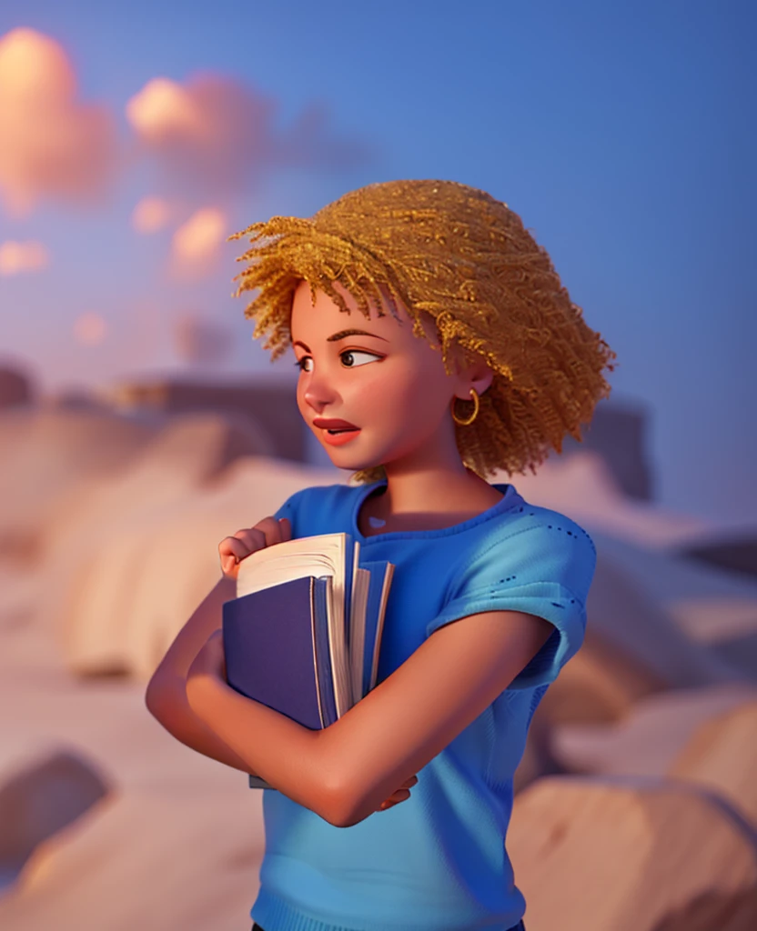 holding books, Pixar-style, qualidade hd, 4K