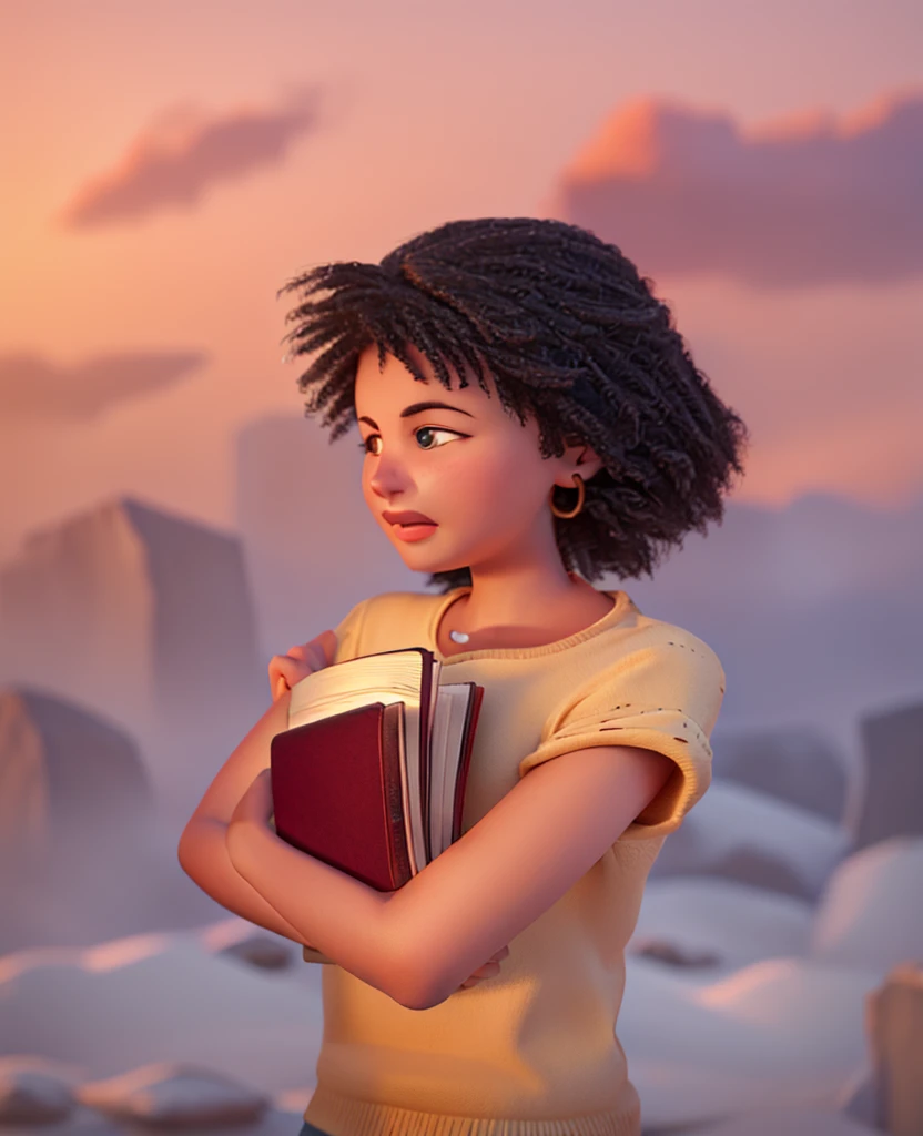 holding books, Pixar-style, qualidade hd, 4K