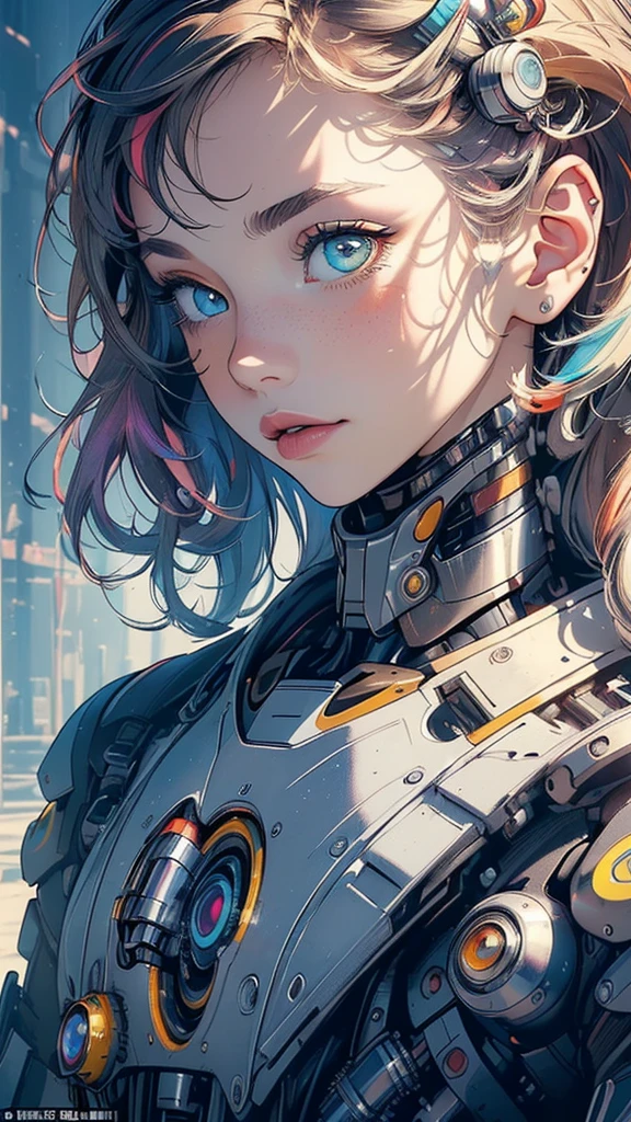(((masterpiece, highest quality))),(((solo:1.2))),(((1girl:1.2))),32k wallpaper, very detailed,(((((portfolio))))),(((((Close-up))))),(((((bust up))))),((((more various angle)))),(((highlight))),((((heterochromia)))),(((complete. detailed face))),((((Extremely talented)))),(((((most complicated machine))))),(((genius mechanic))),((Overall colorfully)),(((cyborg))),