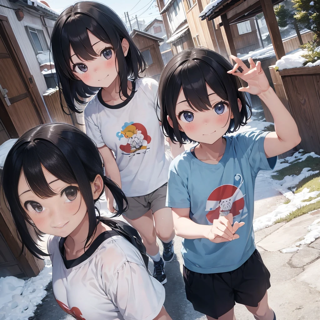 Highest quality,masterpiece,Ultra-high resolution,Perfect Anatomy,(Faithfulness:1.4),RAW Photos,smile,Children of short-haired boys,Woman with long hair and 2 boy with short hair,a woman and small boy, Mom and short-haired son,Gorgeous Mother And Smiley Boy,(Snow Mountain Climbing、I'm on top of a mountain),Cowboy Shot,Cinema Lighting,Fashion model parents,Adorable,, (Browsing Caution:1.2)、(Hugging a black-haired baby)、(Lhaired mom and short-haired son)、(Mother in blue jacket and son in orange jacket)