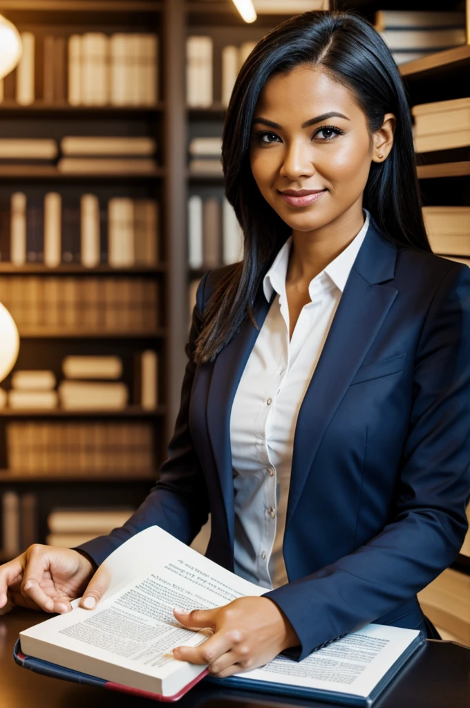 Businesswoman holding sales killer book
