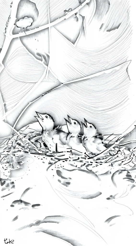 Hand-drawn line drawings