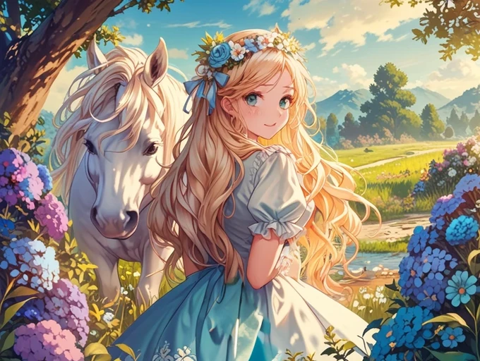 Blue Skirt、Blonde hair tips