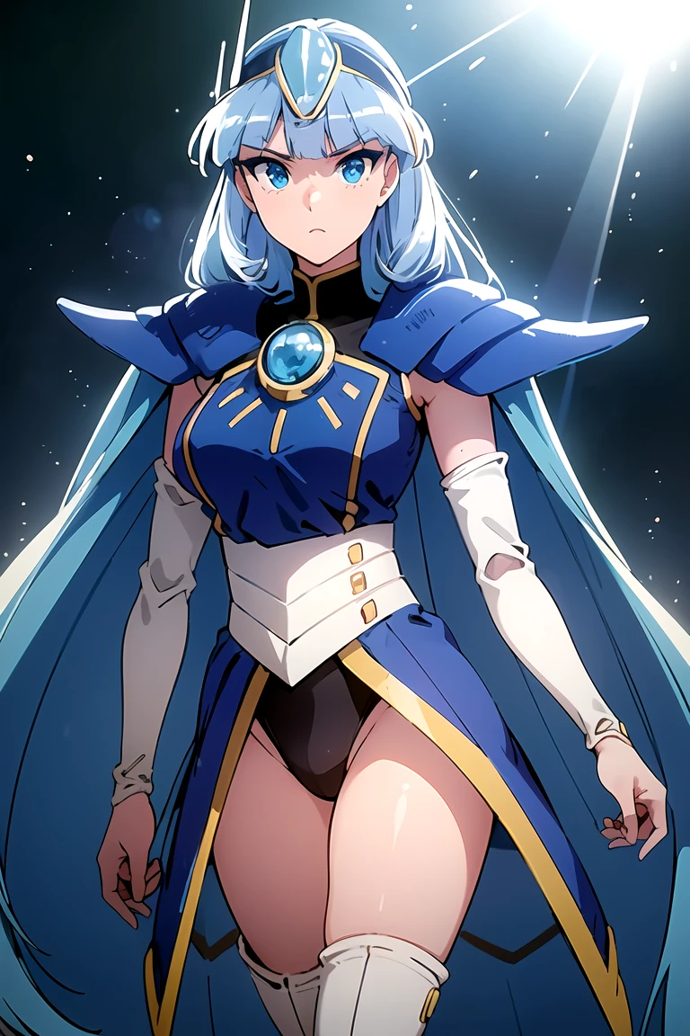 (Highest quality:1.3), (masterpiece:1.4),(Anatomically correct), (Complete limbs),(Full Finger),(Accurate fingertips), (Fine details),(8K),Photorealista, (Highest quality), (Awards, Textured skin),(Super detailed),(90s Anime, 90s Anime, 90s Animeスタイル,cheer up, Cel-shaded anime),One girl,,(Tatsusaki Umi:1.52),Hairband Headgear, Blue Armor, Pauldrons, Blue Cape, Elbow Groove, leotard, White thighs, Are standing, Put your hands on your hips,1 Girl Umi Uzaki Headgear, Blue Armor, Pauldrons, Blue Cape, Elbow Groove, leotard, White thighs,
Eyes focus,(Artfully crafted brilliance,Sky blue lens flare:1.7), (Movie Background), Hyper Detail, (Subtle details), (Intricate details), Octane Rendering, Hmph, (Hyper Detail:1.15), (Soft Light:1.2), One Girl, Beautiful girls, Ultra-detailed eyes, mature, plump, thick, Rainbow Paint Drops,(Supermodel:1.3), Painted Teardrop, Woman made of paint, Completely painted, Splat, splash, indoor,(Bioluminescent hair:1.1),(Shining Eyes),((compensate)),(映画のmasterpiece),Intense,Powerful,Eye-catching splashes of color,(Cinematic Headlights),((Audio)),Dynamic Angle,Beautiful sparkle in the details,Ambient Occlusion,Ambient Light,Ray-traced Reflections,(Best lighting、Very delicate and beautiful),((Cinematic light)),