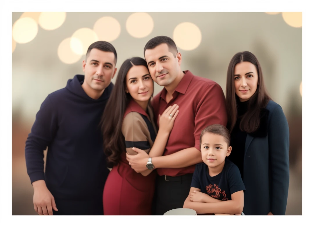 There is a group of people, who pose for photography, Happy family, family photo, a family portrait, High Quality Portrait, NFT Portrait, artem, maia sandu hyperrealistic, color portrait, Complex background, photo portrait, profile pic, inspired by Isidor Křnjávi, digital illustration art, 8K)), digital illustration art