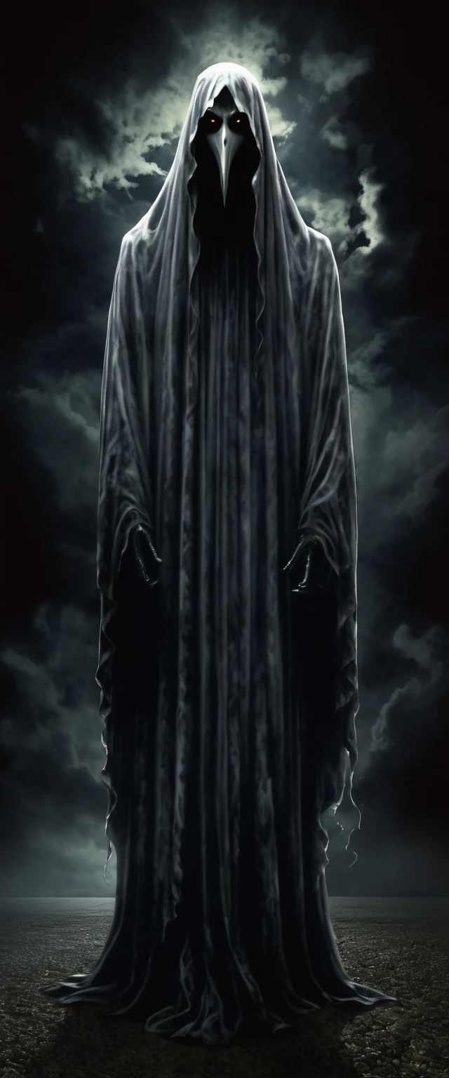 supernatural creature ghost in drak , horror , ultrarealistic , dark night , shadow , realisms