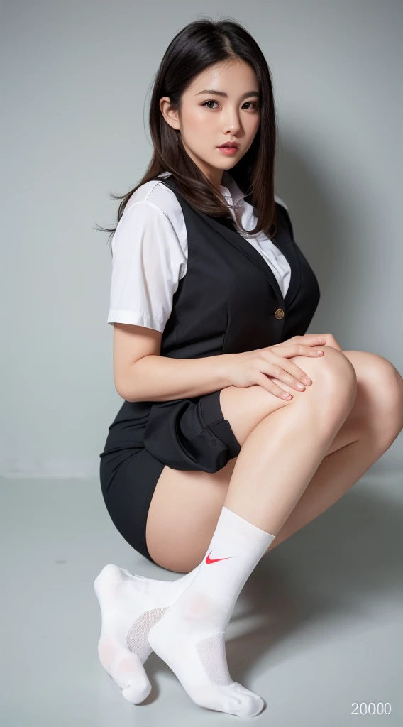 LAHO Beauty. Very sexy. Office lady with strong sexual desires. 23 year old office lady, Spread-legged pose. I love sex. Sexy pose with mouth half open. beautycareer woman, Japanese, beauty.
The button on her chest is about to come off, ulzzang-6500-1.1 (RAW Photos : 1.2).
(Photorealistic), (Genuine:1.4), (Peace Fly). A calm-looking woman wearing a checked vest.
Large Bust Body Type. Miniskirt with exposed thighs. The legs are plump. (Ultra-realistic white Nike socks, The NIKE logo is visible:Bold pose showing white panties, White panties have stains:1.2) • Japanese Goddess, Wearing black high heels, Sexy gaze in white socks. ((Full Body Shot:1.16)). Highlighted with knee-length socks featuring the Nike logo. Black Nike logo on socks.
Wearing black high heels, #k Nike logo on socks Two pairs of perfect stinky feet, Beautiful hands and feet, Changing in the locker room, Ultra-realistic skin texture, Shiny skin.