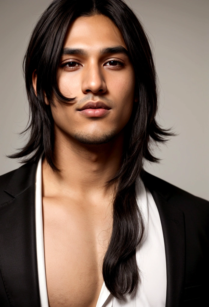 Brown eyed boy,tall black hair