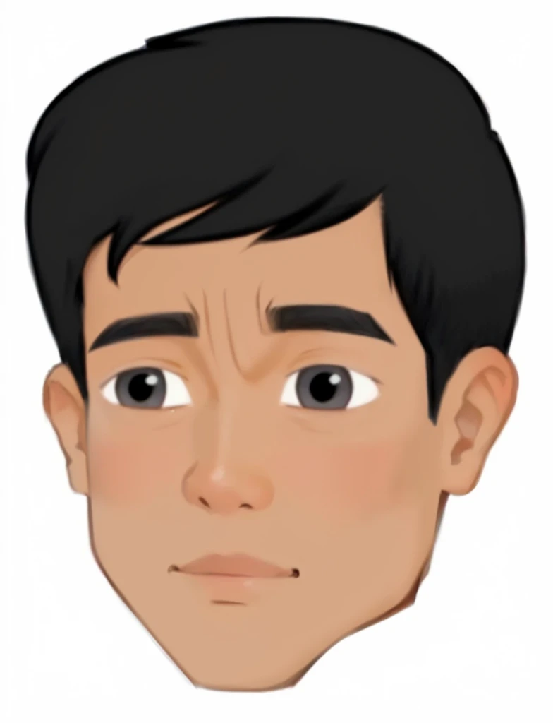 a cartoon image of a man with a black hair and a black eye, south east asian with round face, asian male, detailed face of a asian boy, upper body avatar, avatar image, headshot profile picture, telegram sticker, asian face, boy with neutral face, discord profile picture