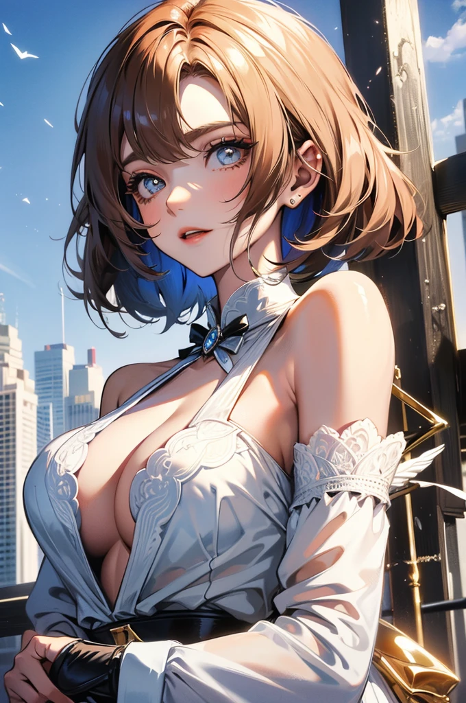 Girl, Single, Best Quality, Upper Body, Beautiful, Pretty, Radiant, Breast-Large, Short Hair