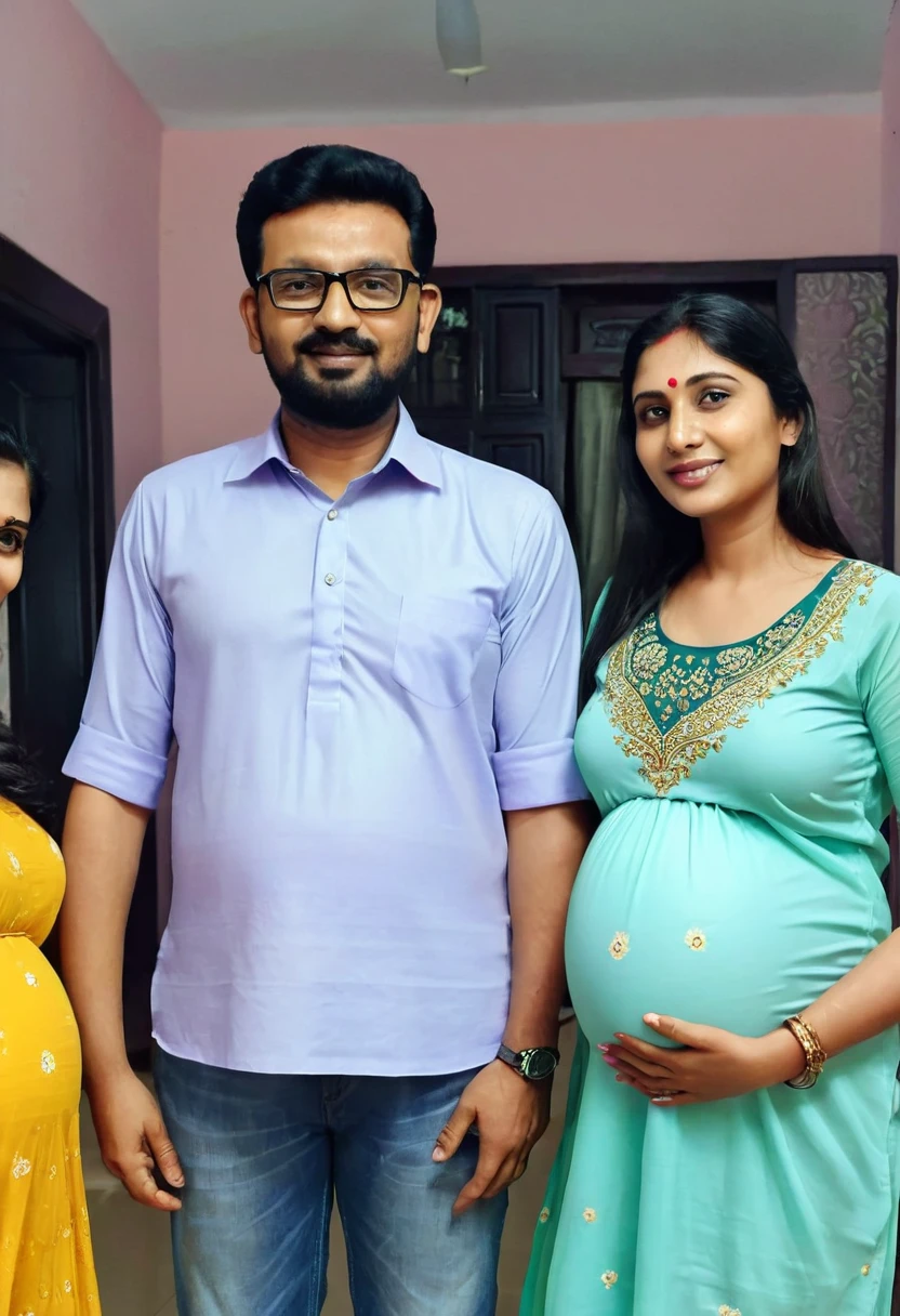 family photo..3 people (husband,wife is pregnant ,girl child)