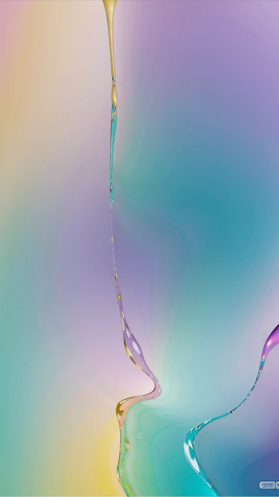 Background wallpaper for your desktop in the form of color shapes like liquid glass with connecting translucent bubbles in the colors of violet, blue, pink,, turquoise, pastel shades, pale green and pale yellow, magnificent liquid glass ornaments 
