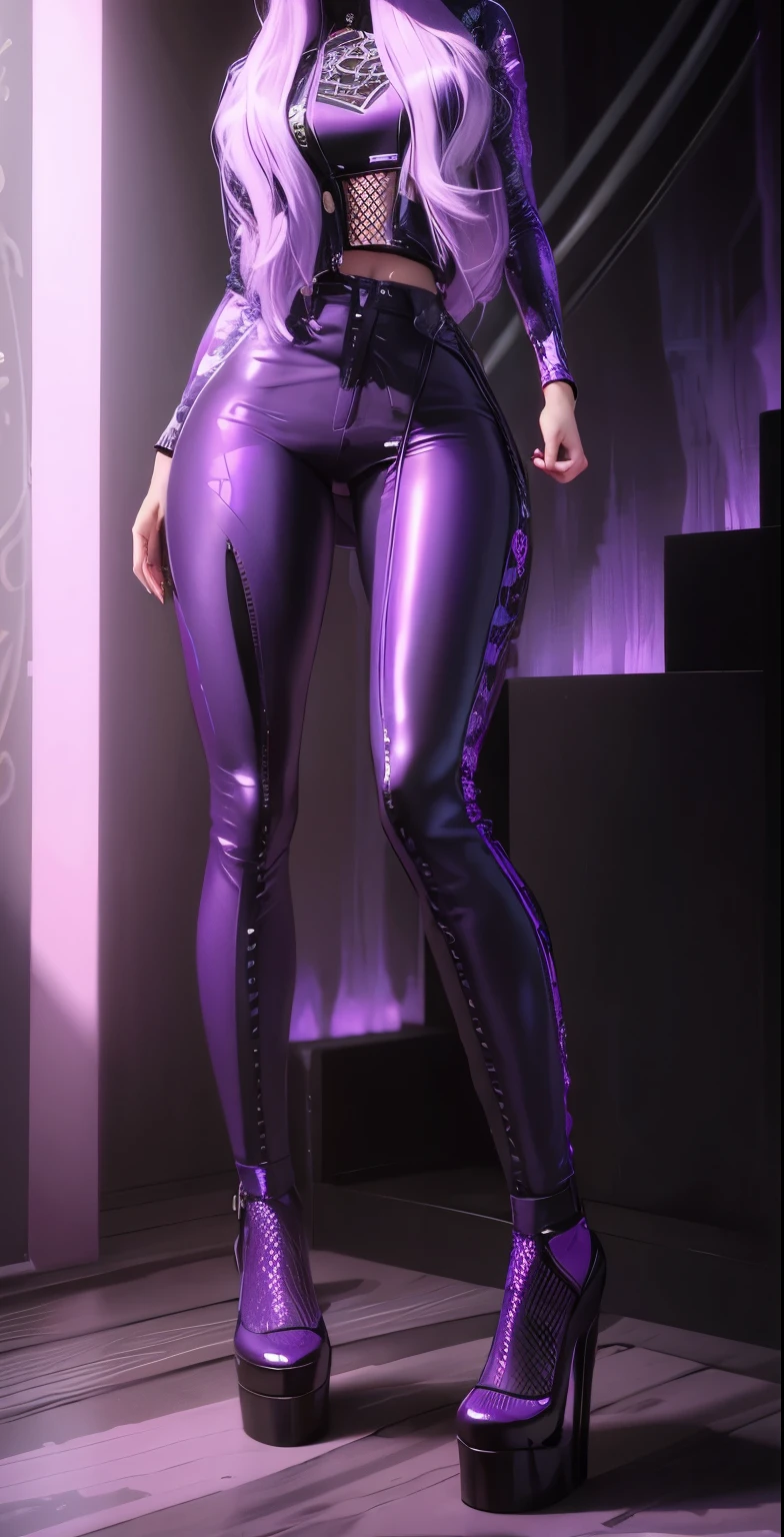 AVATAR SECOND LIFE Korean girl black top and pants , asiática lilac hair, lilac hair, lilac hair, lilac hair, lilac hair, Perfect and detailed face, imvu, maximalist details, AVATAR SECOND LIFE Korean blouse and pants , neon, lilac hair